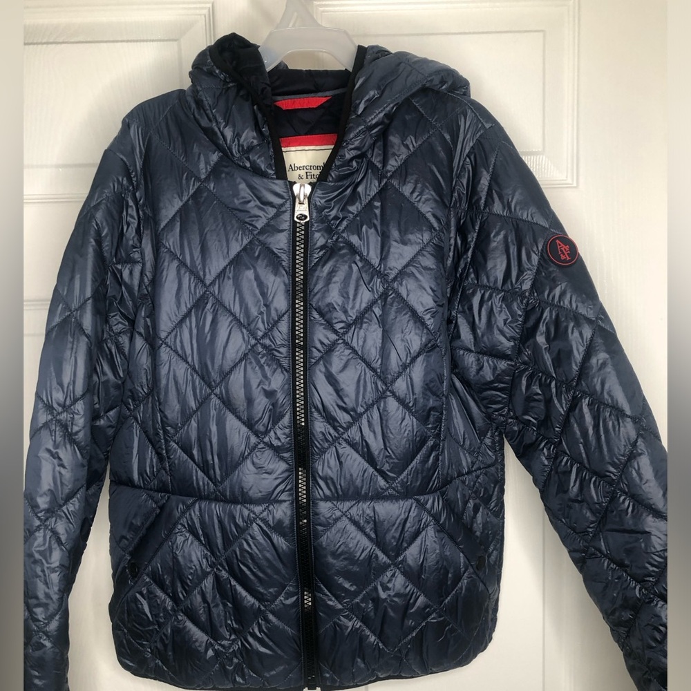 Abercrombie & Fitch Quilted Puffer Jacket —Medium— Blue